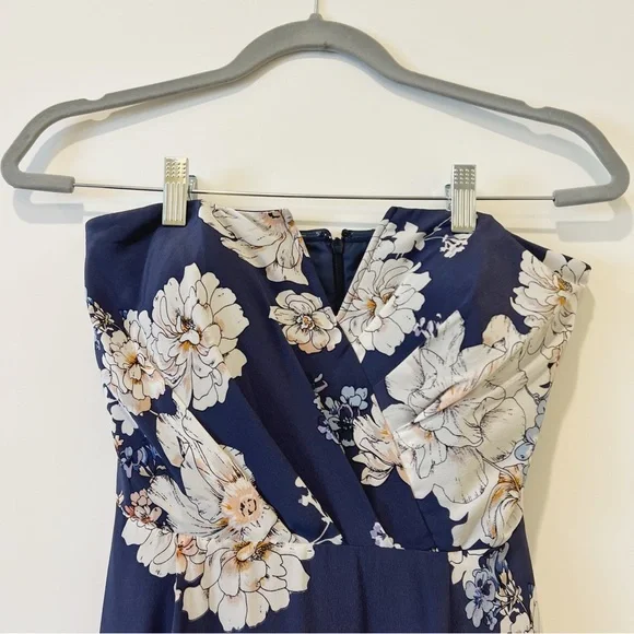 Yumi Kim Sweet Jasmine Midnight Mischief Maxi Dress Blue Strapless Silk Sz Small - Picture 3 of 8